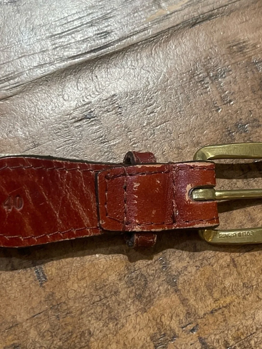 Smathers & Branson Hand Stitched needlepoint Leather Belt - brown size 40